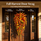 Artificial Fall Harvest Hanging Basket - Autumn Porch & Door Decoration
