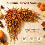 Artificial Fall Harvest Hanging Basket - Autumn Porch & Door Decoration