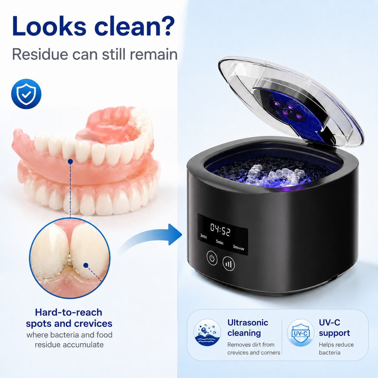 ❄️Summer Sale: 50% Off!🦷Denture Dome Ultrasonic UV-C Cleaner – For fresher, cleaner dentures in just 5 minutes
