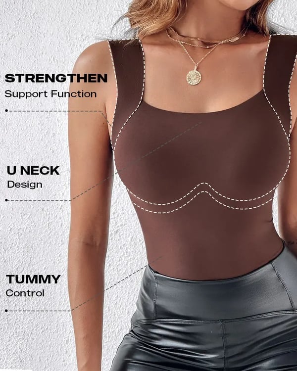 🏆 Last Day Special Price £8.77 ! 💐 Women’s U-Neck Tank Tops with Built-In Bra
