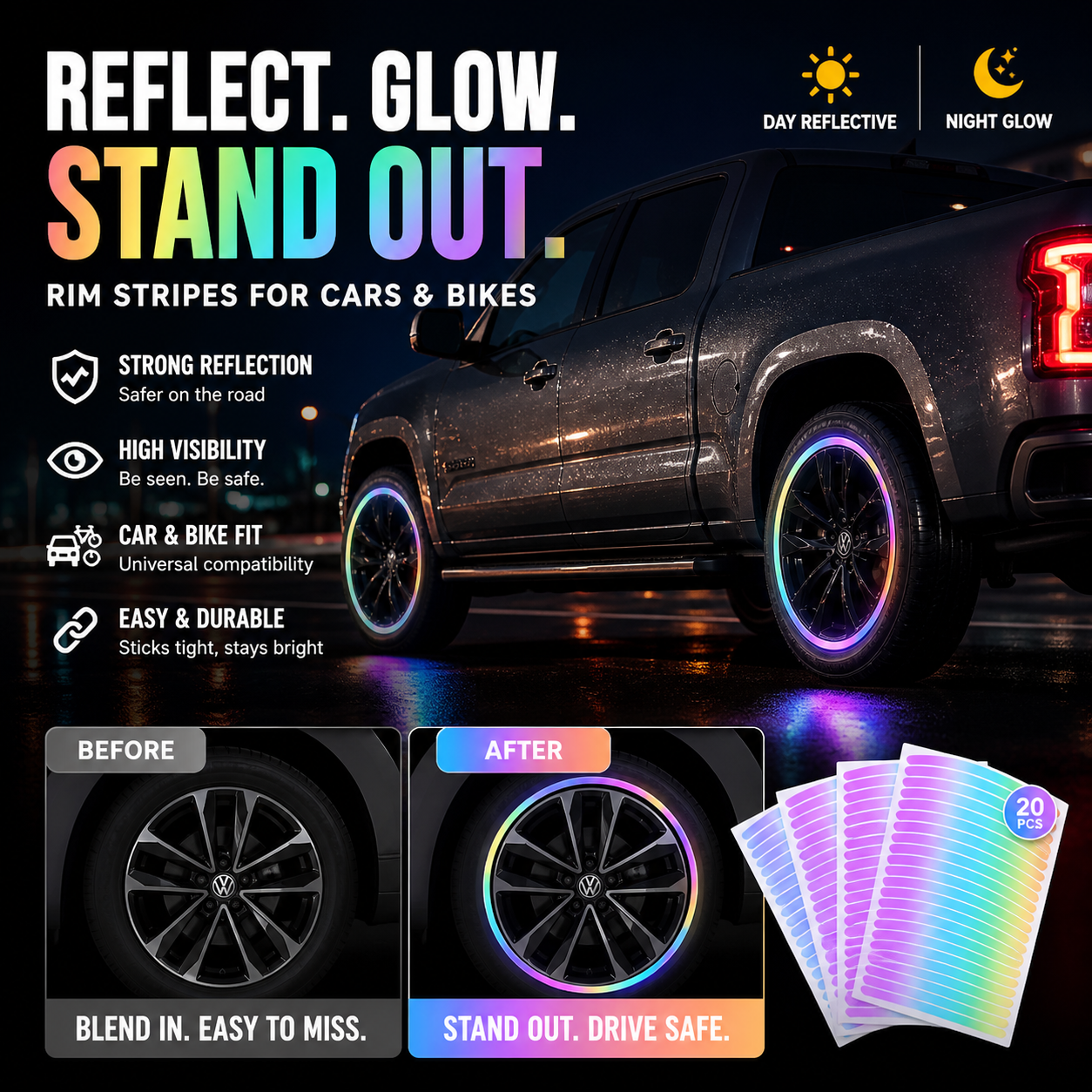 ⏳⏳Limited Sale💥20pcs 🔥Popular Fluorescent Car Wheel Hub Tag