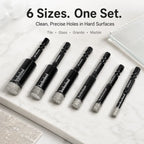🔥6 Pcs Diamond Drill Bits Set, 1/4 5/6 3/8 1/2 Inch Brazed Diamond Drill Bits for Precision Drilling in Tile Ceramic Glass Granite Marble Masonry