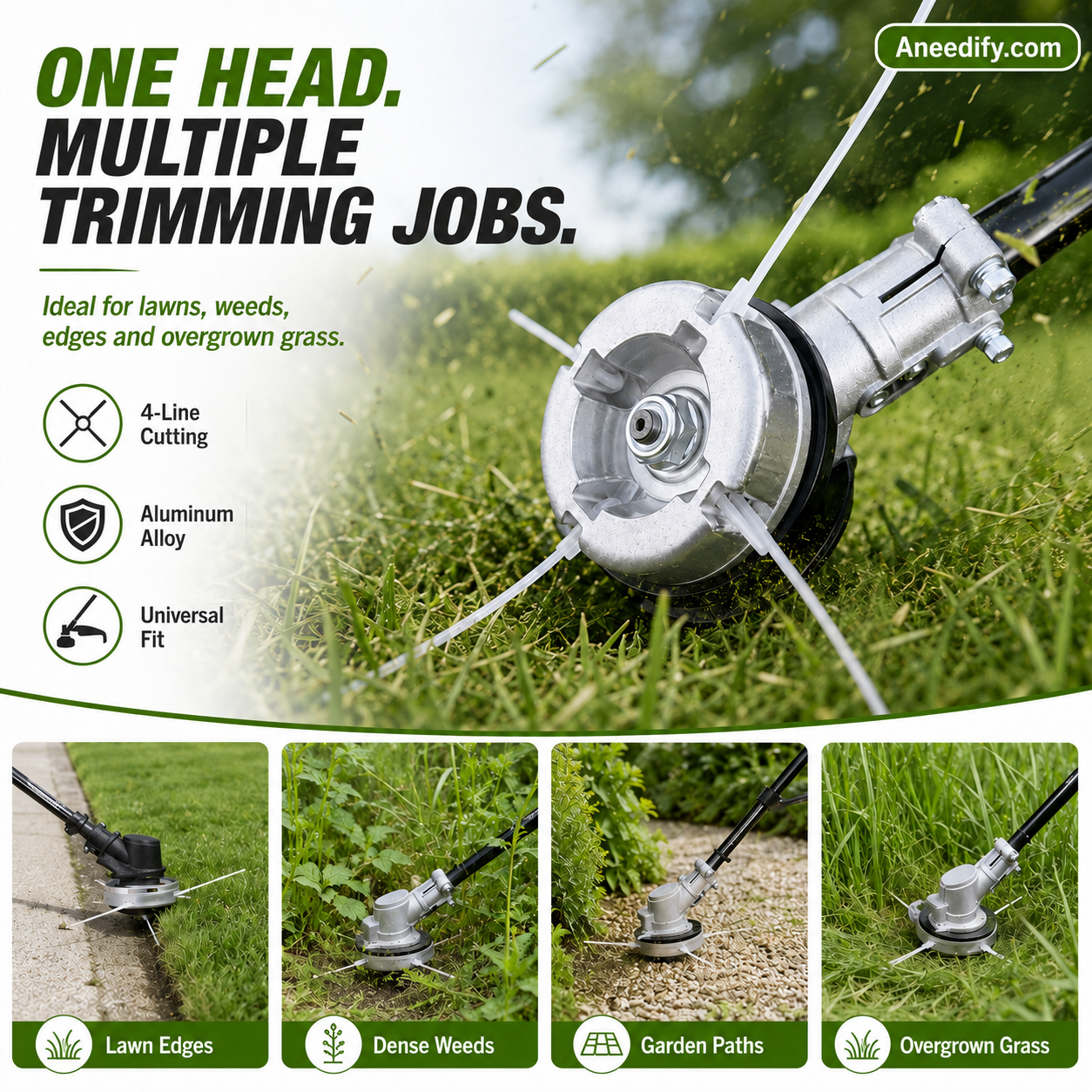 ⚙️ 50% OFF NOW! 🌿 Aluminum Trimmer Head – 4-Line Cutting & Universal Fit – Heavy-Duty & Easy Line Replacement 🏡