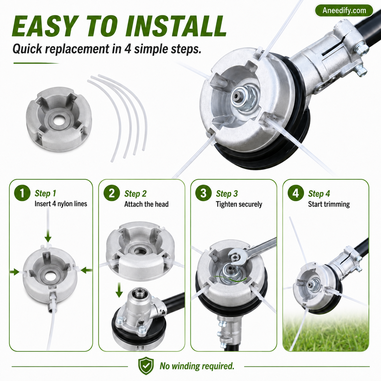 ⚙️ 50% OFF NOW! 🌿 Aluminum Trimmer Head – 4-Line Cutting & Universal Fit – Heavy-Duty & Easy Line Replacement 🏡