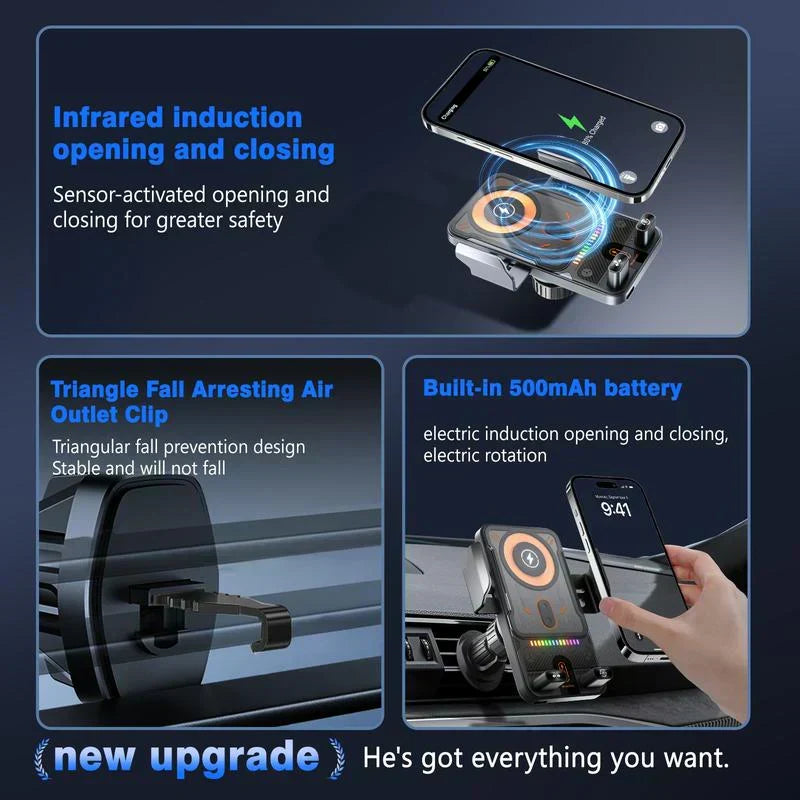🔥HOT SALE 50% OFF🎁⚡Over 50,000 sold! 📱Smart 2-in-1 Car Rotating Mobile Phone Holder & Wireless Charger⚡
