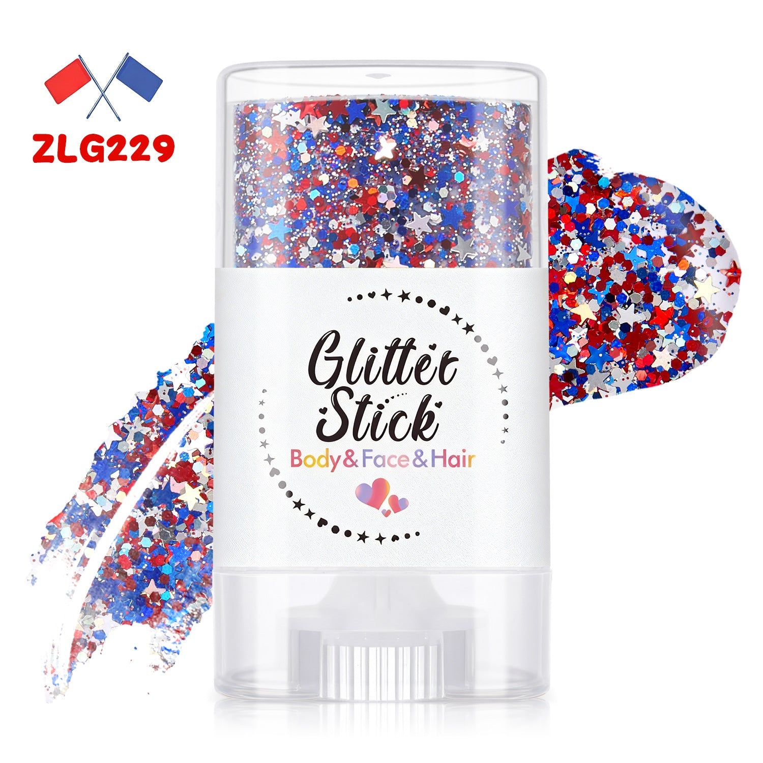 3-in-1 Patriotic Glow😍✨Red, White & Blue Glitter Body Stick