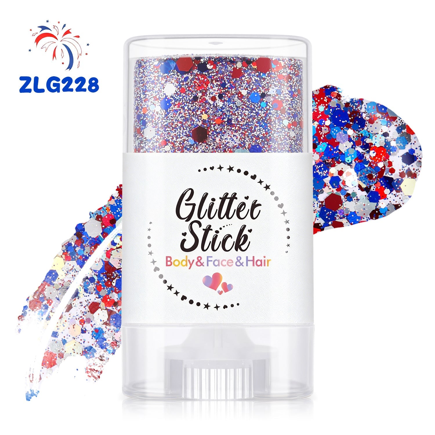 3-in-1 Patriotic Glow😍✨Red, White & Blue Glitter Body Stick