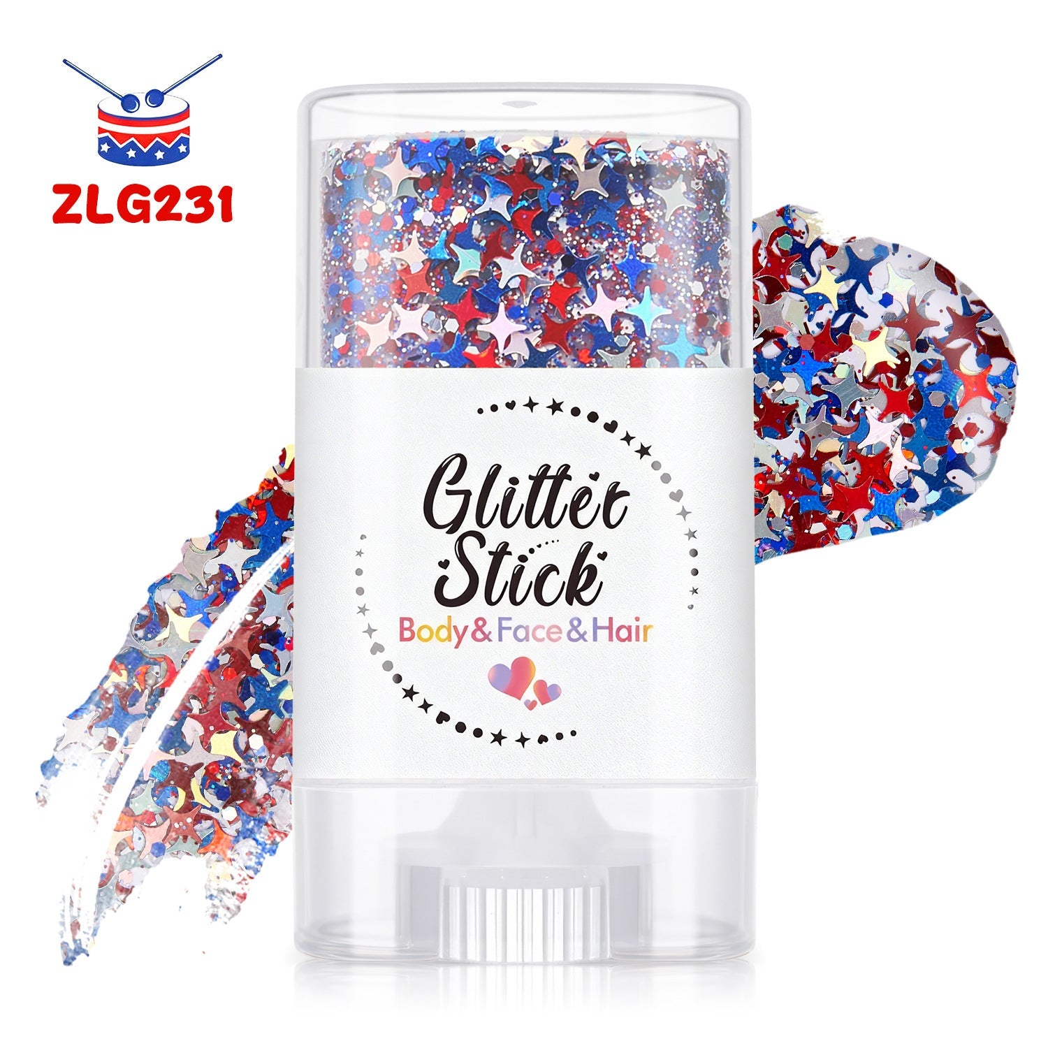 3-in-1 Patriotic Glow😍✨Red, White & Blue Glitter Body Stick