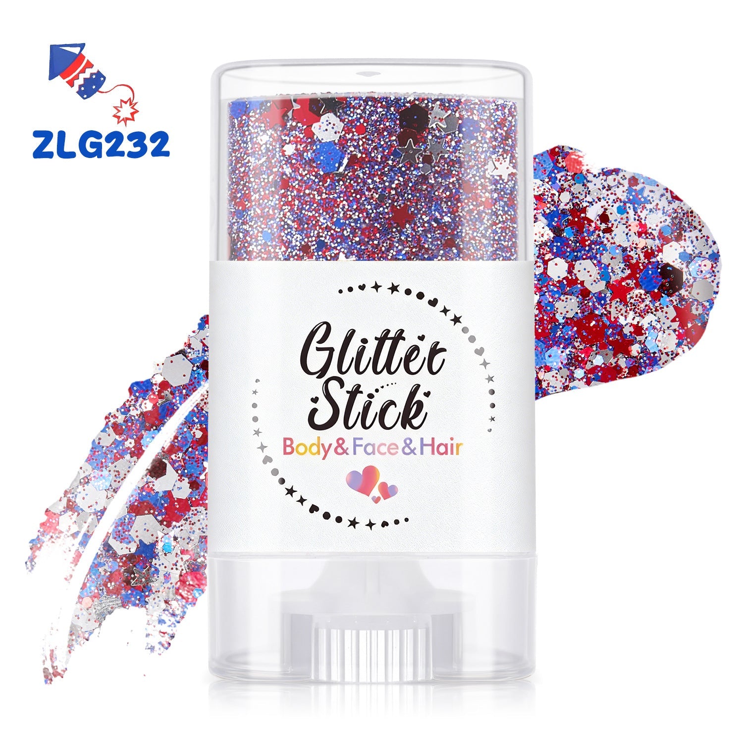 3-in-1 Patriotic Glow😍✨Red, White & Blue Glitter Body Stick