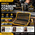 🔥Limited time 50% OFF!🔧 High-efficiency tool favored by veteran craftsmen!Factory Outlet-99pcs Titanium Coated Drill Bit Set
