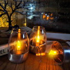 6Pack Solar Power Tea Lights Outdoor Flameless Flicker IP65 Waterproof Table Lamp LED Candles with Dusk to Dawn Sensor for Lantern Garden Camping Party Home Decorations Warm Color