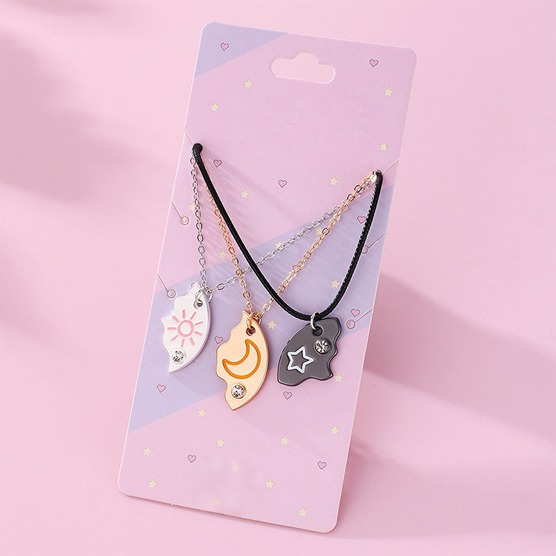 3-Piece Sun, Moon & Star Friendship Necklace Set