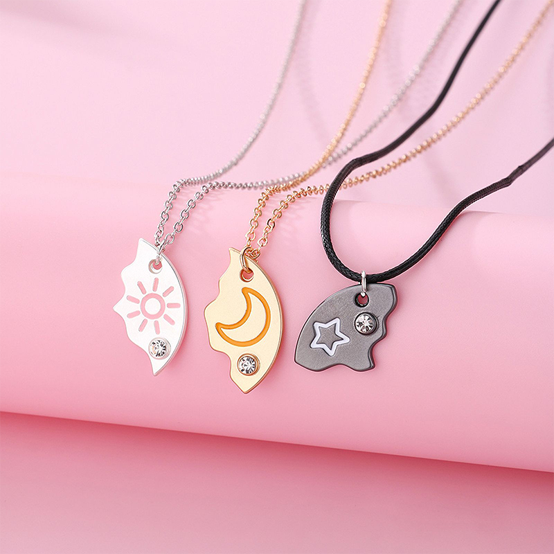 3-Piece Sun, Moon & Star Friendship Necklace Set