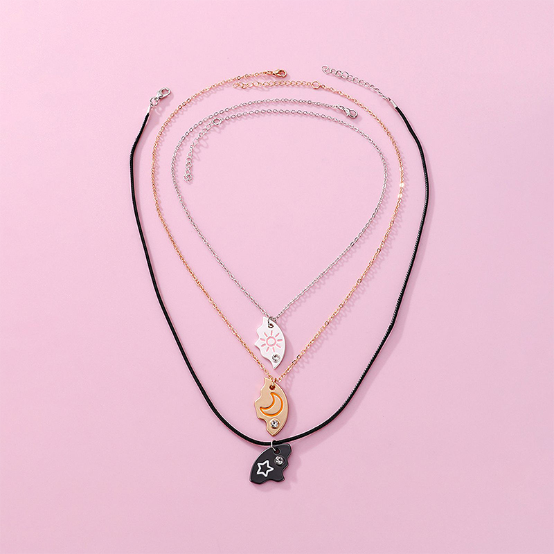 3-Piece Sun, Moon & Star Friendship Necklace Set