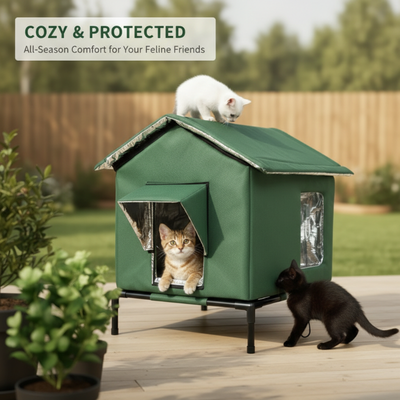 ⏳Time-Limited Special⏰All-Weather Elevated Outdoor Cat House – Waterproof, Insulated, Foldable 🌧️