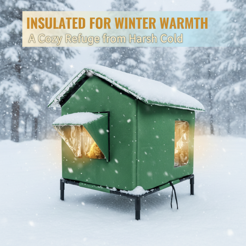 ⏳Time-Limited Special⏰All-Weather Elevated Outdoor Cat House – Waterproof, Insulated, Foldable 🌧️