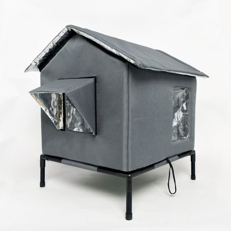 ⏳Time-Limited Special⏰All-Weather Elevated Outdoor Cat House – Waterproof, Insulated, Foldable 🌧️
