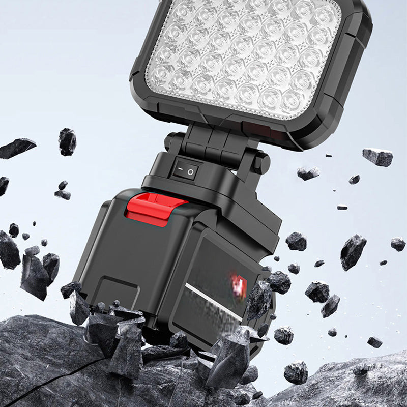 ⏳LIMITED TIME: 50% OFF!💡180° Rotatable LED Work Light – With Dual USB Power Bank Function – Rugged & Cordless – Universal Battery Compatibility – For Garage, Construction & Camping