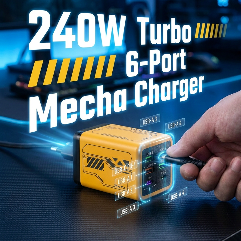 Cyberpunk Style 6-Port Power Adapter