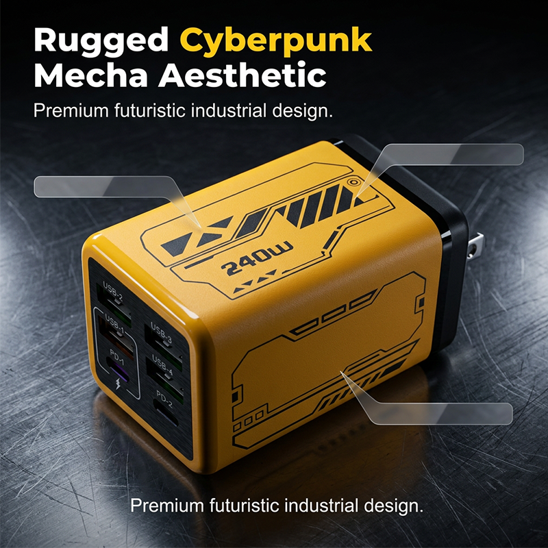Cyberpunk Style 6-Port Power Adapter