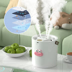 💨🏠2L Quiet USB Humidifier – Portable Desktop Mist Maker, 280ml/h Fine Spray, 35dB Silent, Cute Sausage Mouth Design for Bedroom, Office & Nursery