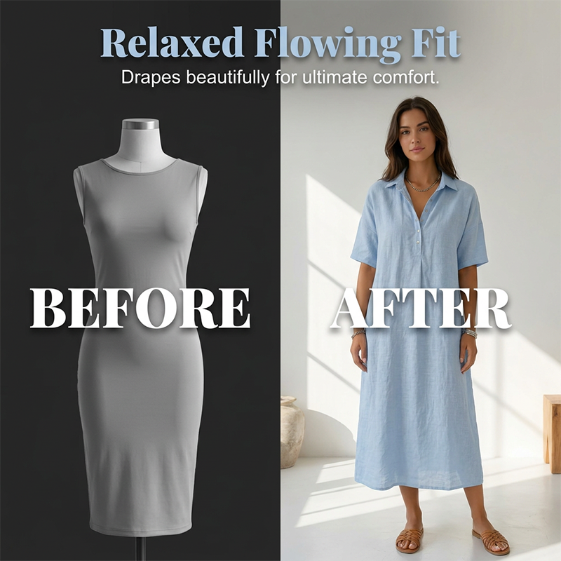 Women's Casual Linen Blend Shirt Dress