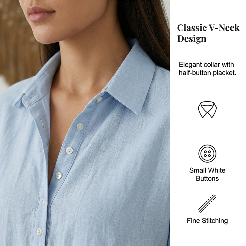 Women's Casual Linen Blend Shirt Dress