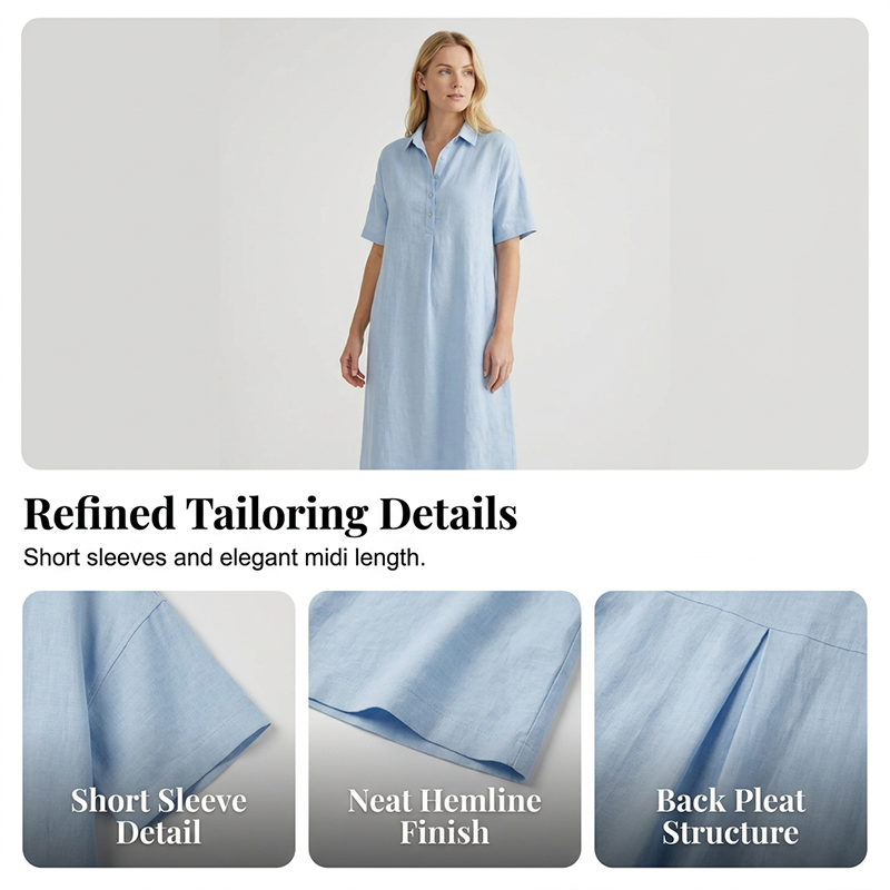 Women's Casual Linen Blend Shirt Dress