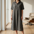 Women's Casual Linen Blend Shirt Dress