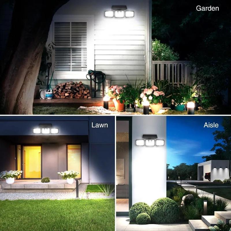 Solar 3-Heads Wall Light With Sensor Lighting Function