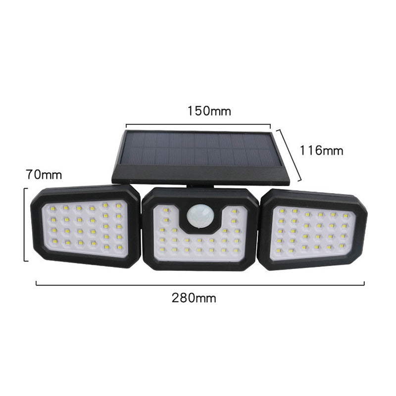 Solar 3-Heads Wall Light With Sensor Lighting Function