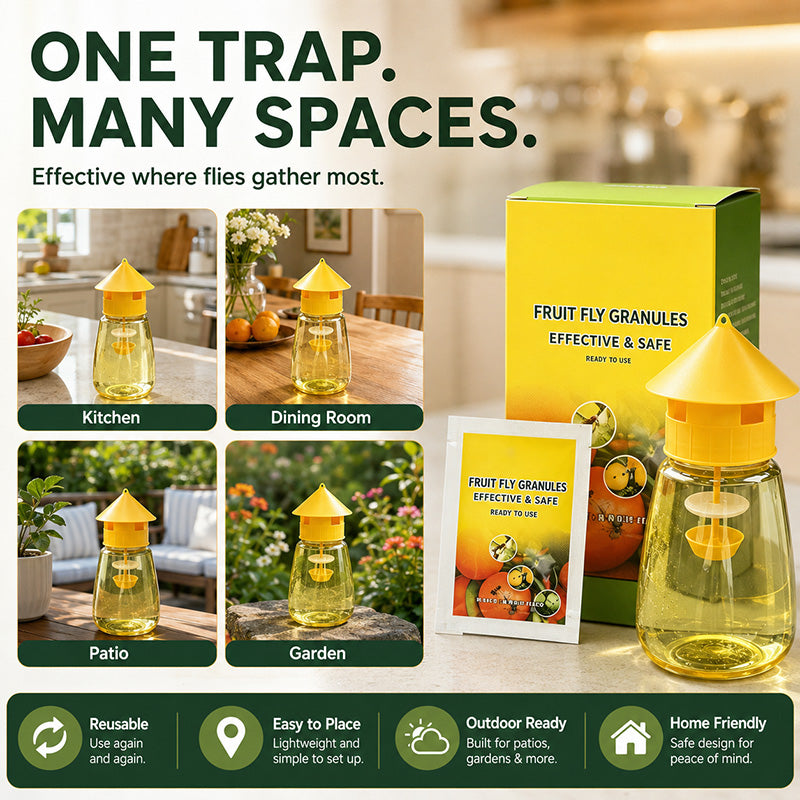Fly trap for multiple indoor and outdoor spaces