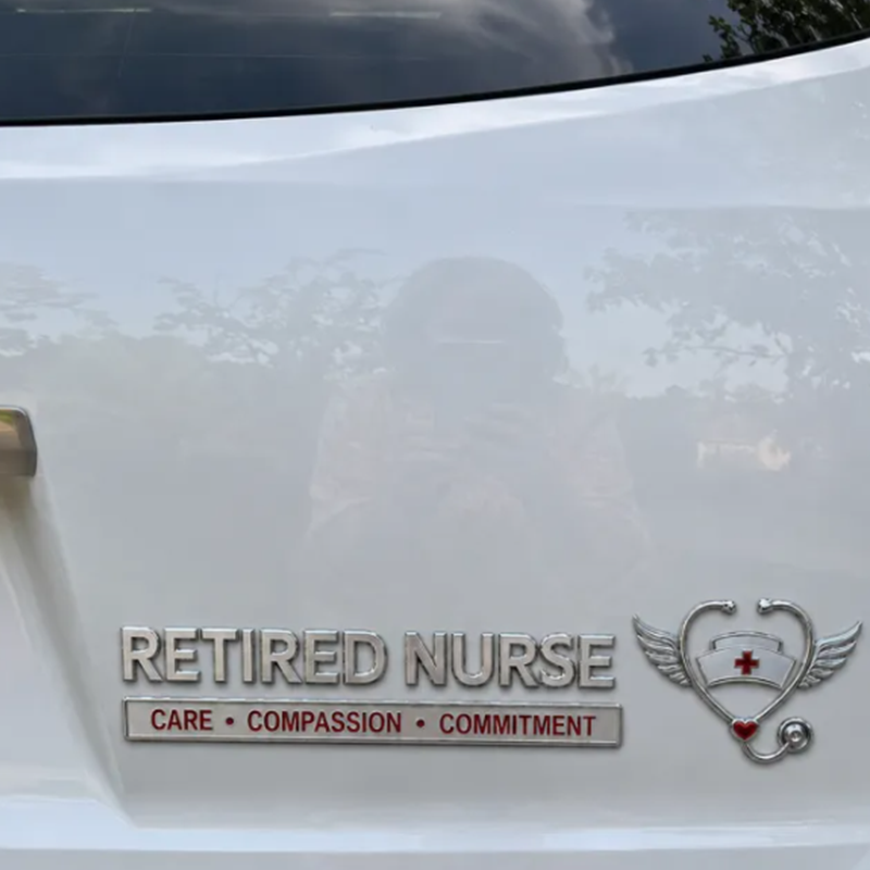 Retired Nurse Metal Car Emblem