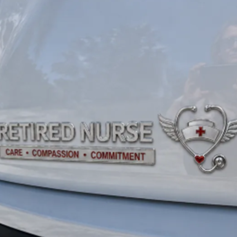 Retired Nurse Metal Car Emblem