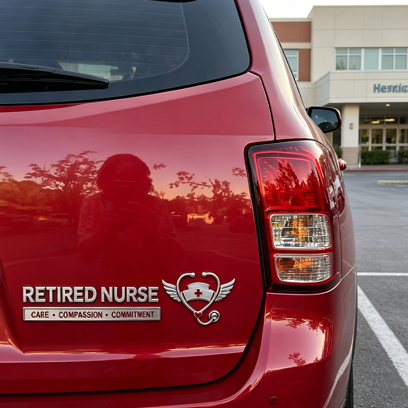 Retired Nurse Metal Car Emblem