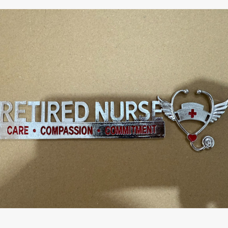 Retired Nurse Metal Car Emblem