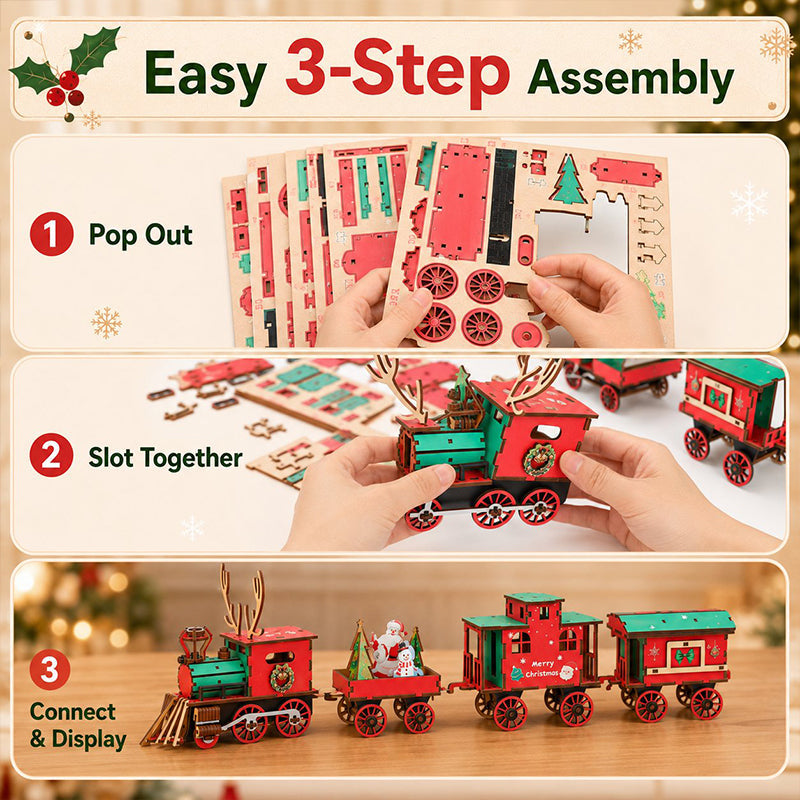 📢📢 50% Off!! 🥳 💞 Over 50,000 Sold! ⚡🚂 Holiday-Themed DIY Train Puzzle